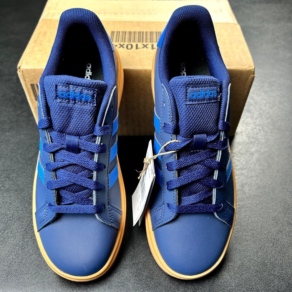 adidas Grand Court 2.0 K Kids Shoes Navy Blue Gum Sole Sneakers JS4344 NEW - Picture 3 of 6